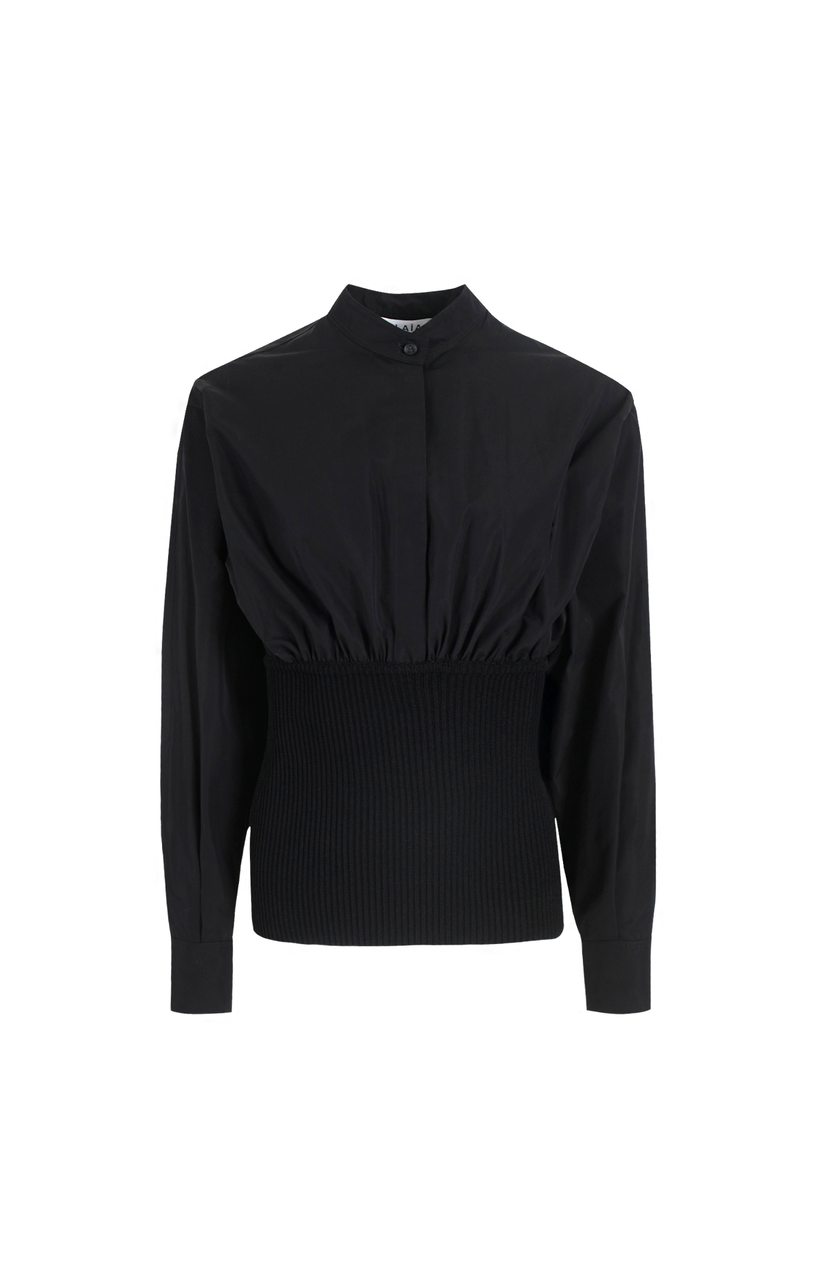Cotton Poplin Shirt with Ribbed Waist