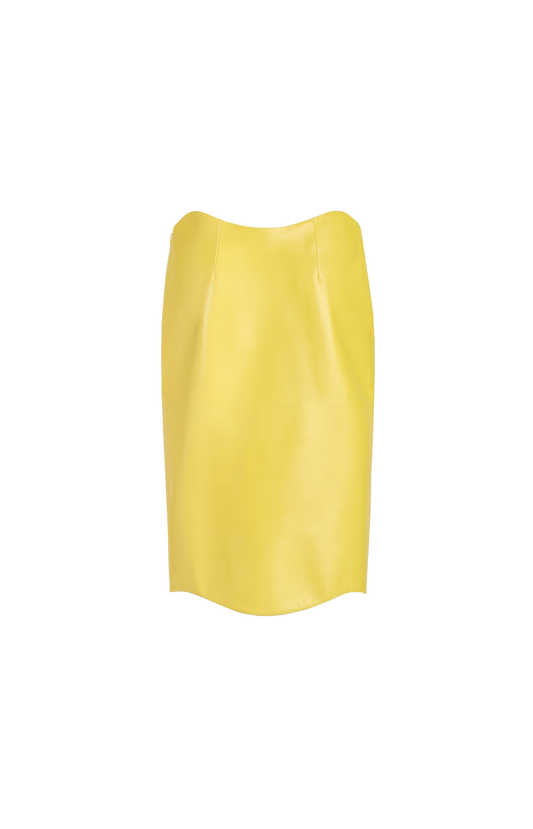 ALAÏA Yellow Lambskin Pencil Skirt
