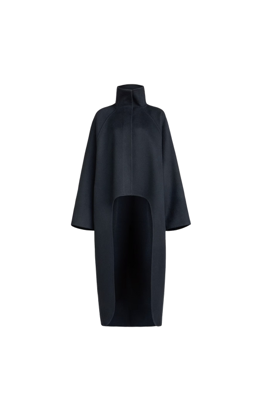 Alaïa Midnight Asymmetric Double face Cashmere Coat