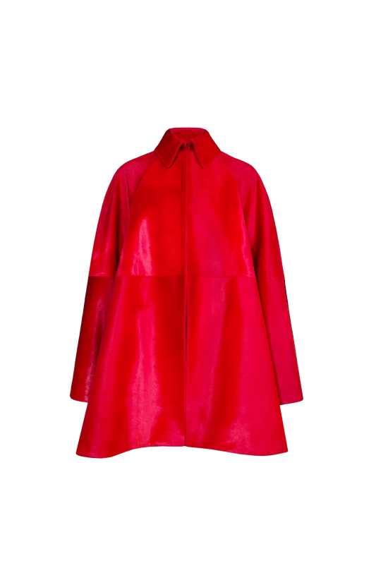 Pony Calfskin A-Line Coat
