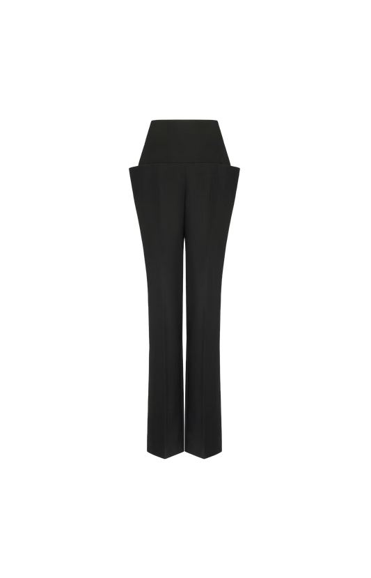 ALAÏA Light Tailored Wool Pants in Black — front view