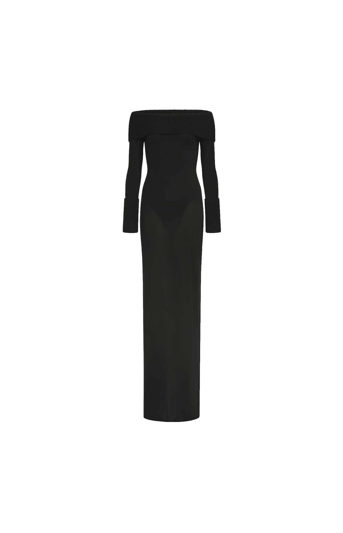Merino Off-Shoulder Dress in Black