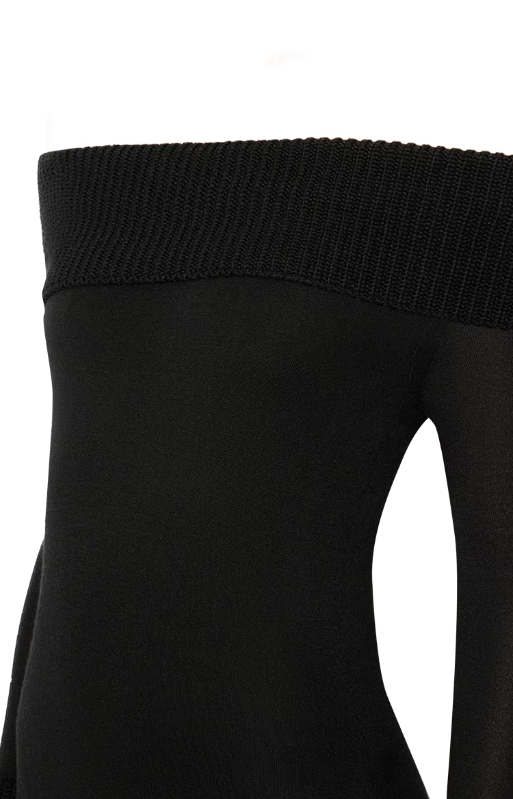Merino Off-Shoulder Dress in Black