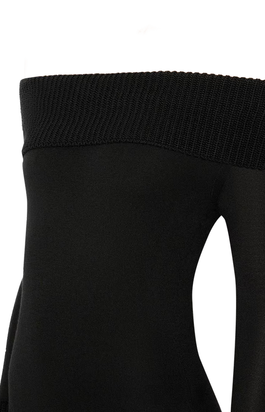 ALAÏA Merino Off-Shoulder Dress in Black — product photo 2