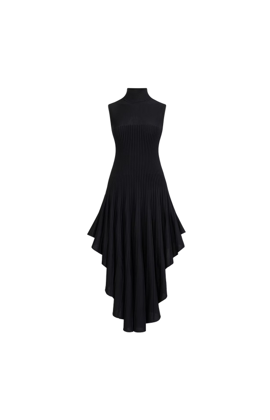 ALAÏA Sculpting Pointed Dress in Black — front view
