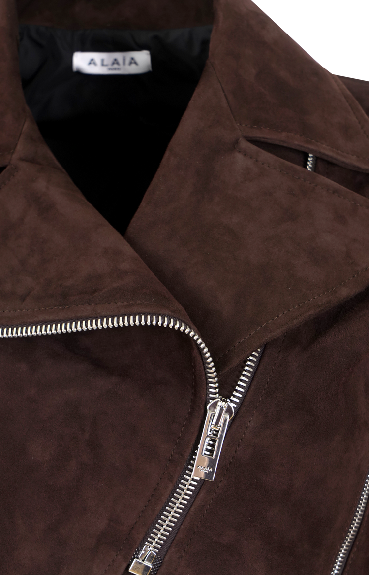 ALAÏA Cropped Suede Biker Jacket
