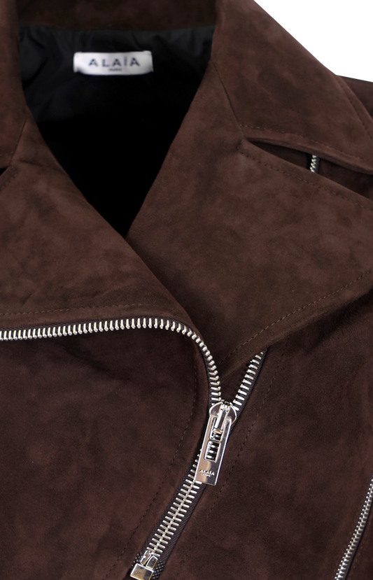 ALAÏA Cropped Suede Biker Jacket