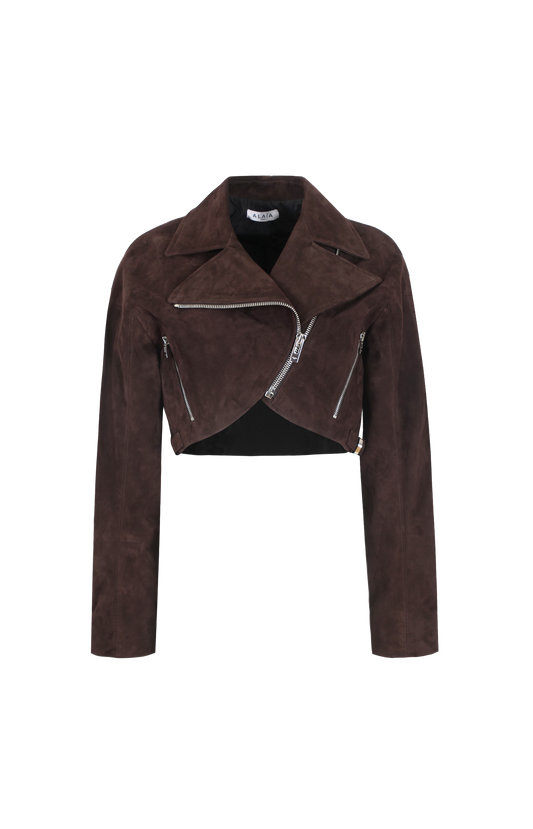 ALAÏA Cropped Suede Biker Jacket