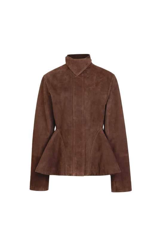 Suede Goatskin Peplum Jacket