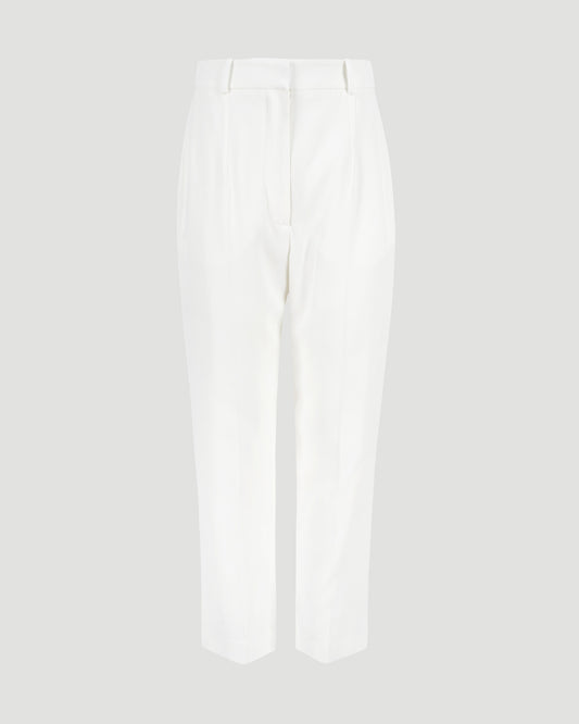 Leaf Crepe Cigarette Trousers in Light Ivory