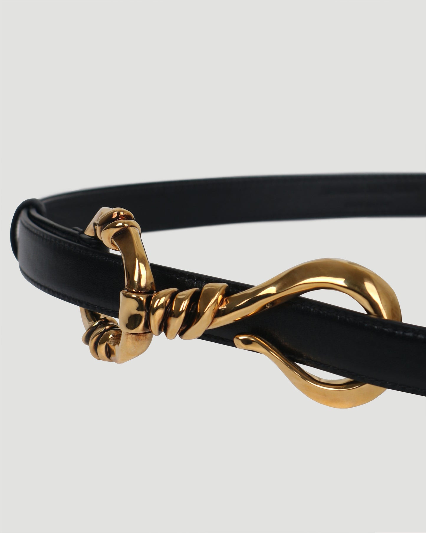 Hook embellished leather belt