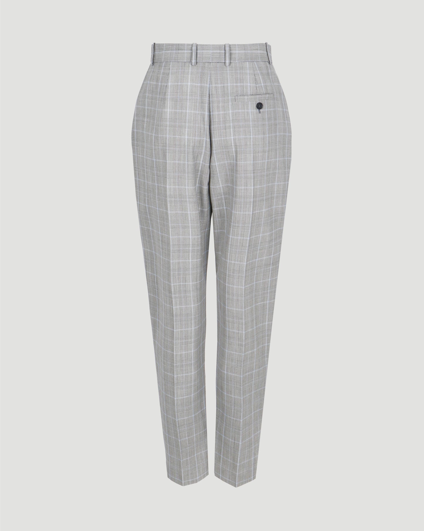 Wool Peg Trousers in Grey and Blue