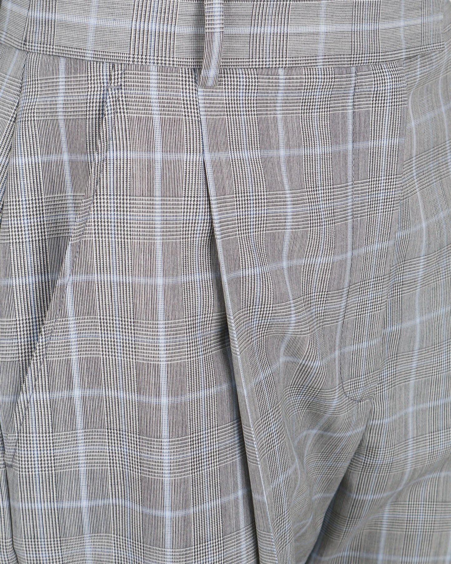Wool Peg Trousers in Grey and Blue