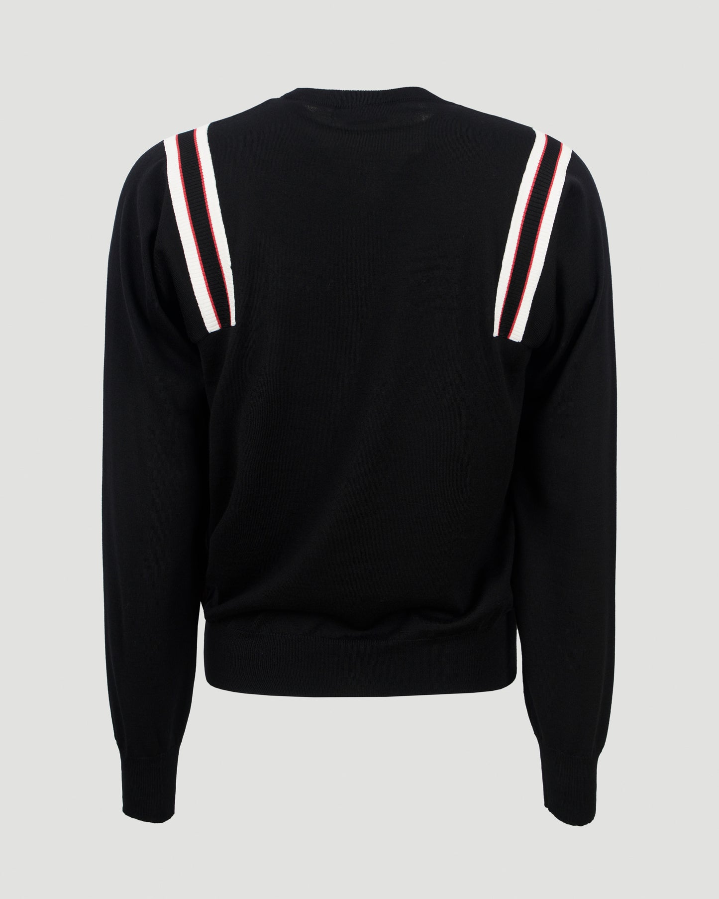 Striped-detail pullover in black, white and red