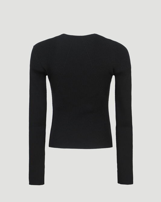 STRETCH WOOL PULLOVER WITH CUT-OUT
