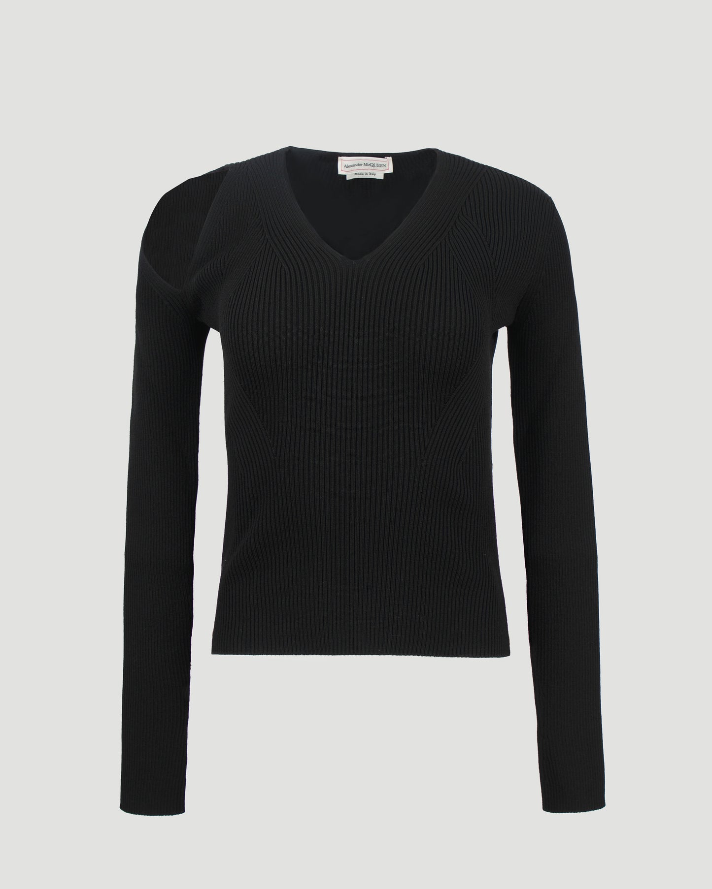 STRETCH WOOL PULLOVER WITH CUT-OUT