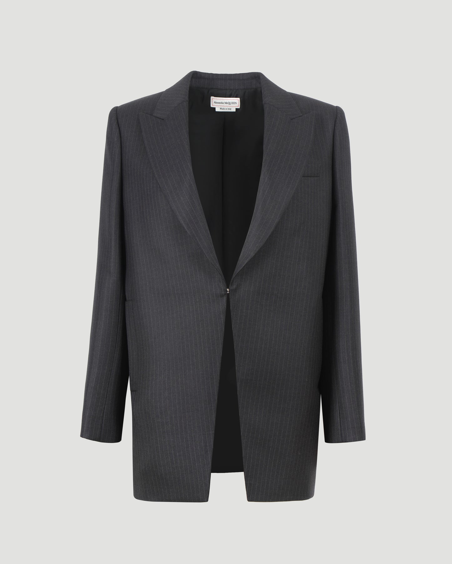 Pinstripe Cutaway Jacket in Grey