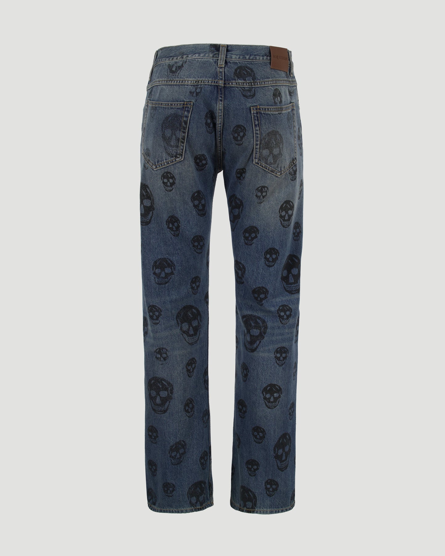 Washed Blue Jeans With Skull Motif