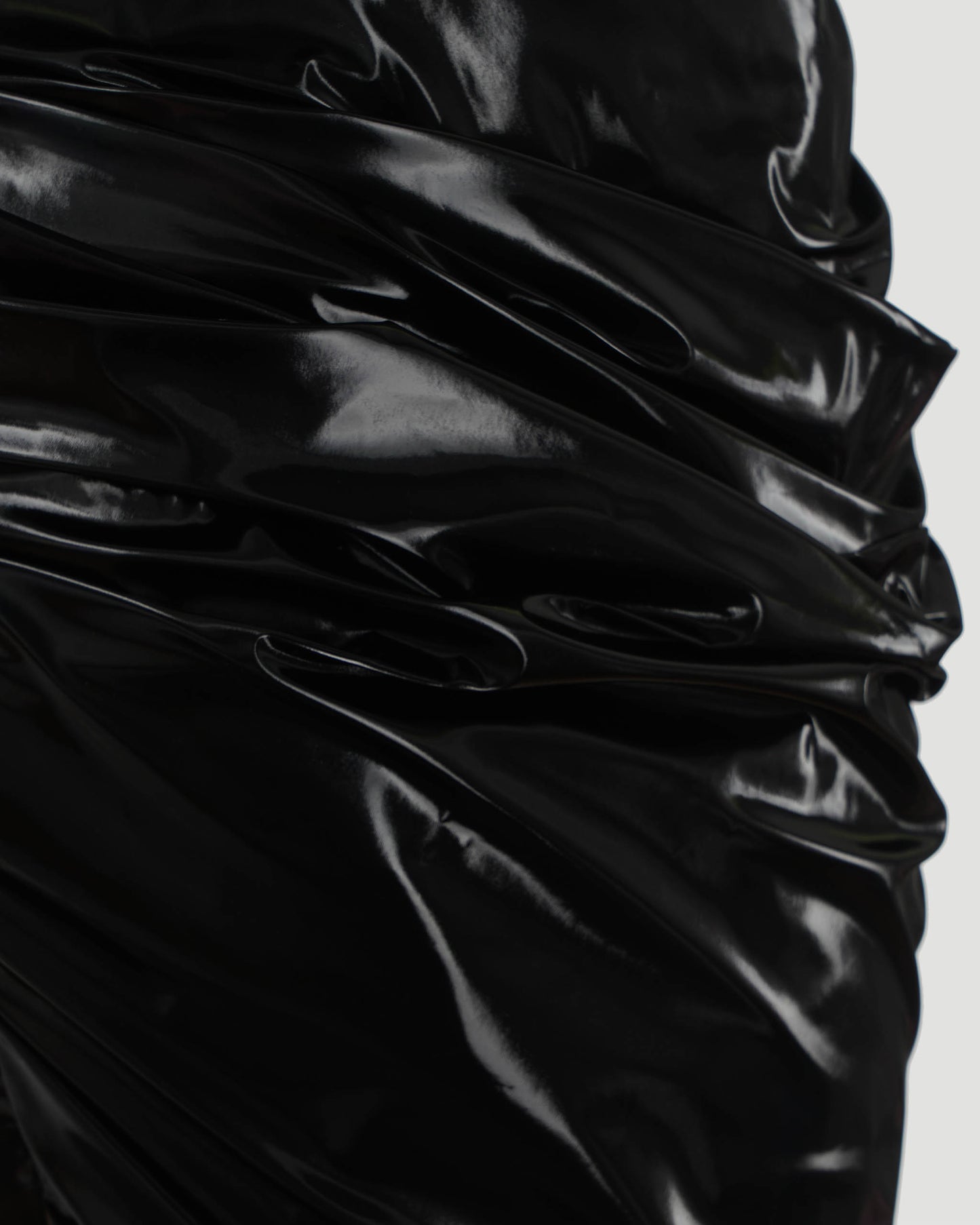 Laminated Jersey Mini Dress in Black