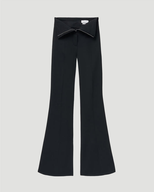 Fold-Over Waist Tailored Trousers in Black