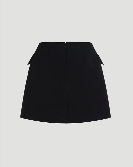 Wool Mini Skirt in Black