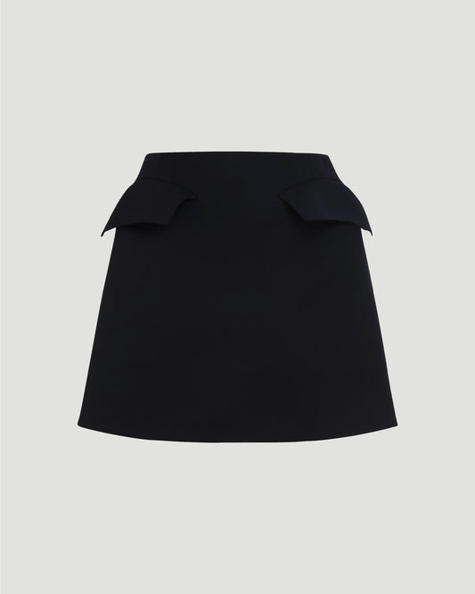 Wool Mini Skirt in Black