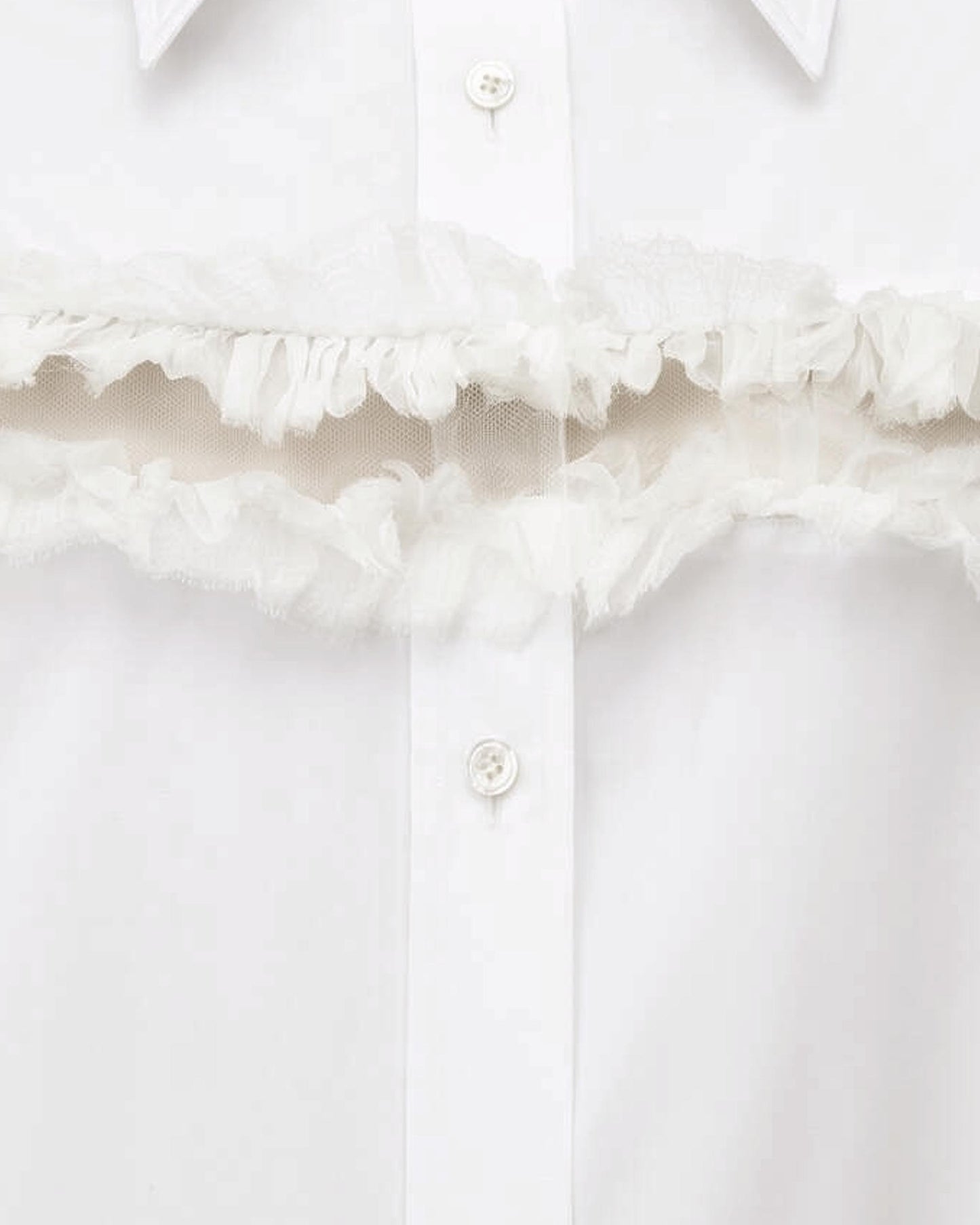Slashed Creponne Detail Oversized Shirt in Optical White