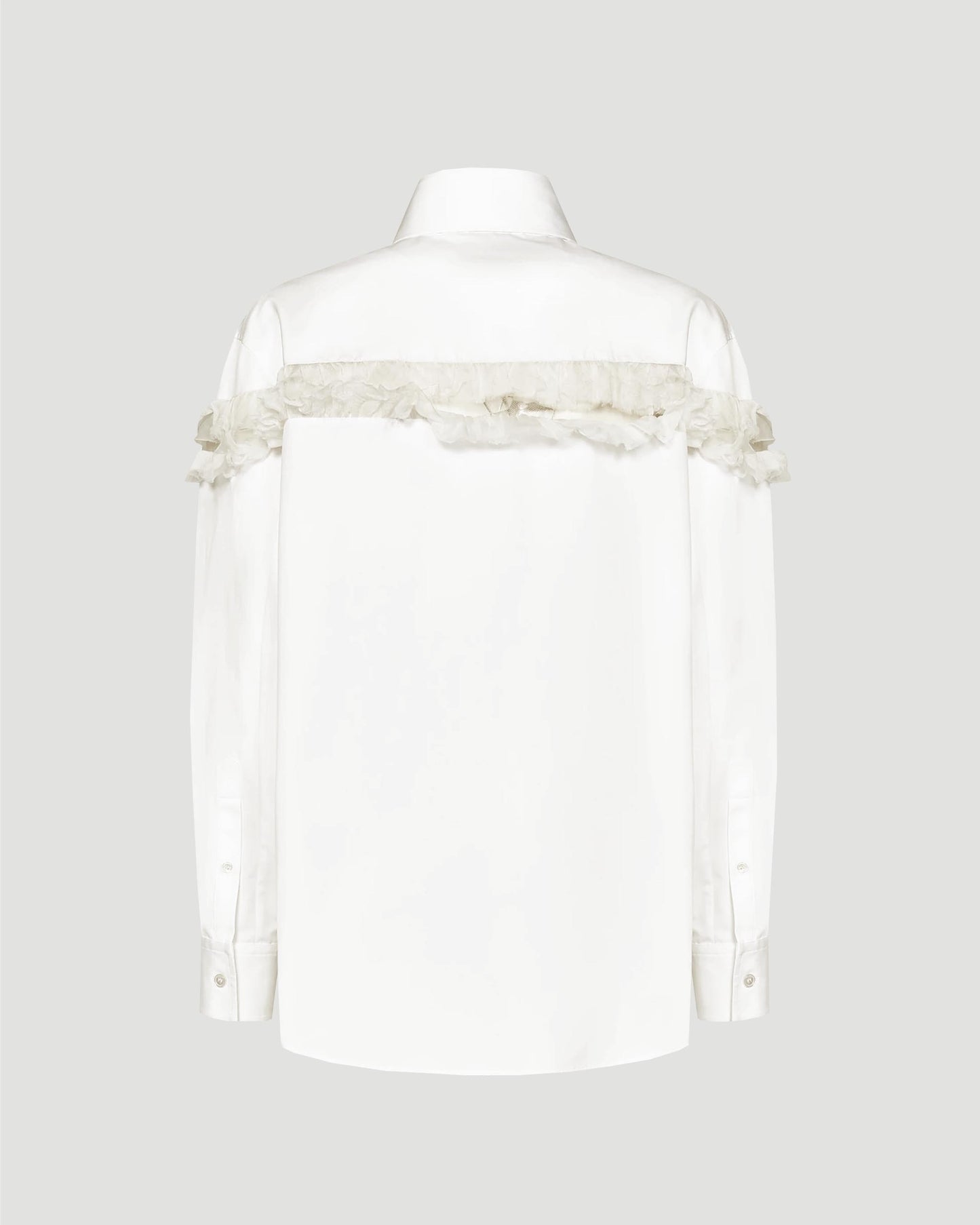 Slashed Creponne Detail Oversized Shirt in Optical White