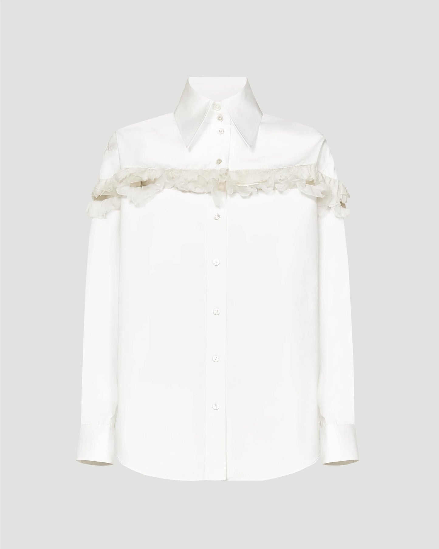 Slashed Creponne Detail Oversized Shirt in Optical White