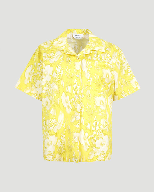 Warped Floral Hawaiian Shirt in Yellow