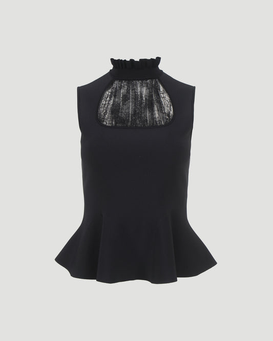 Lace Panel Top in Black