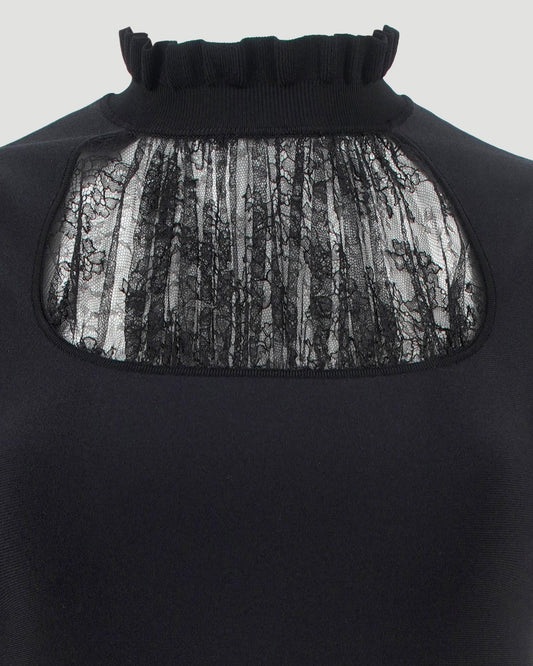 Lace Panel Top in Black
