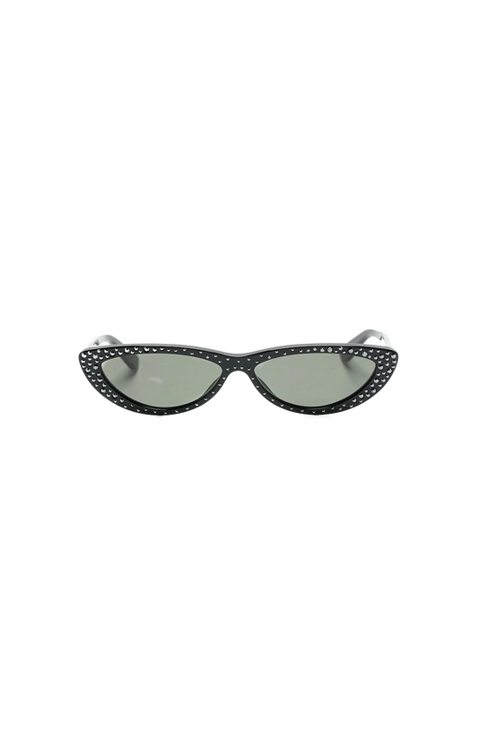 Alexander McQueen Crystal-Embellished Cat-Eye Sunglasses in Black — front view