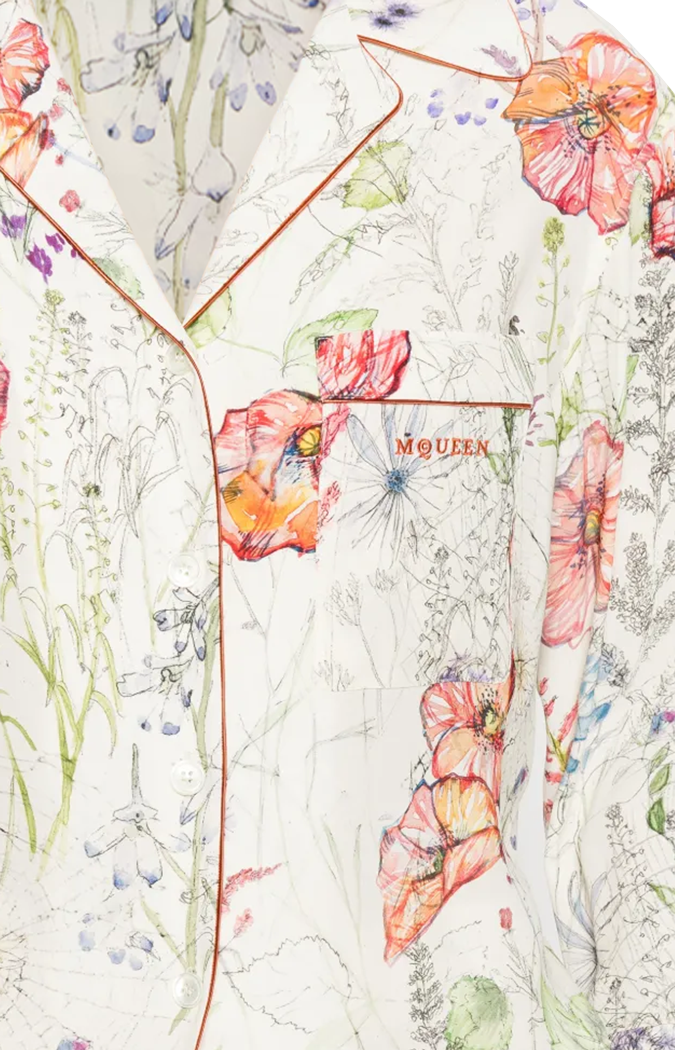 Cream Shirt with Floral Motif