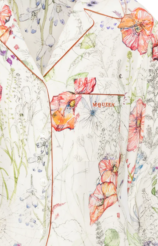 Cream Shirt with Floral Motif