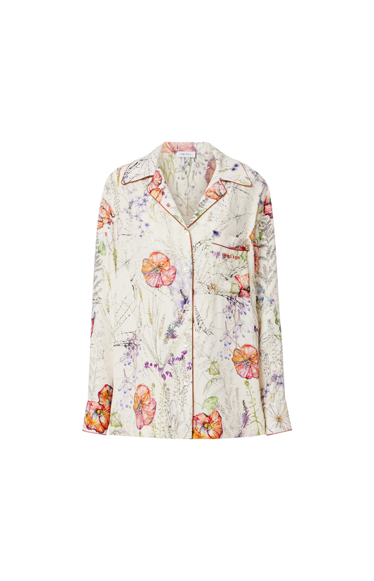 Cream Shirt with Floral Motif