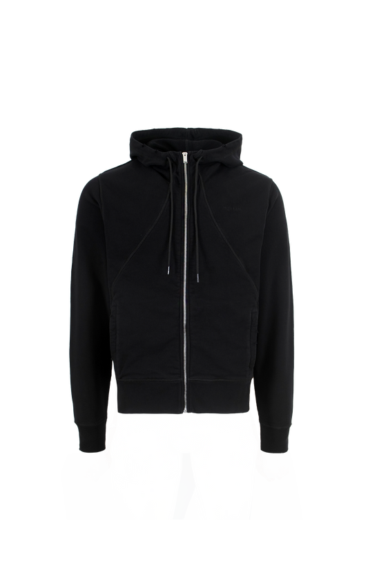 Hooded Zip Through Sweatshirt in Black
