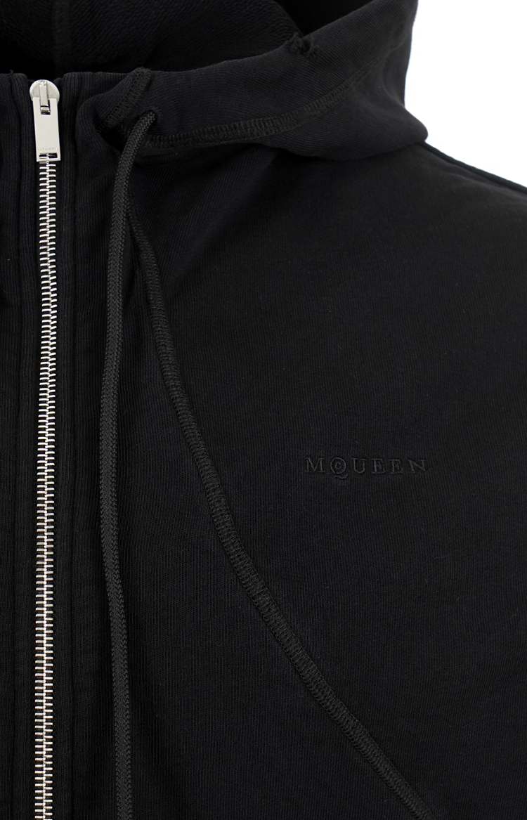 Hooded Zip Through Sweatshirt in Black