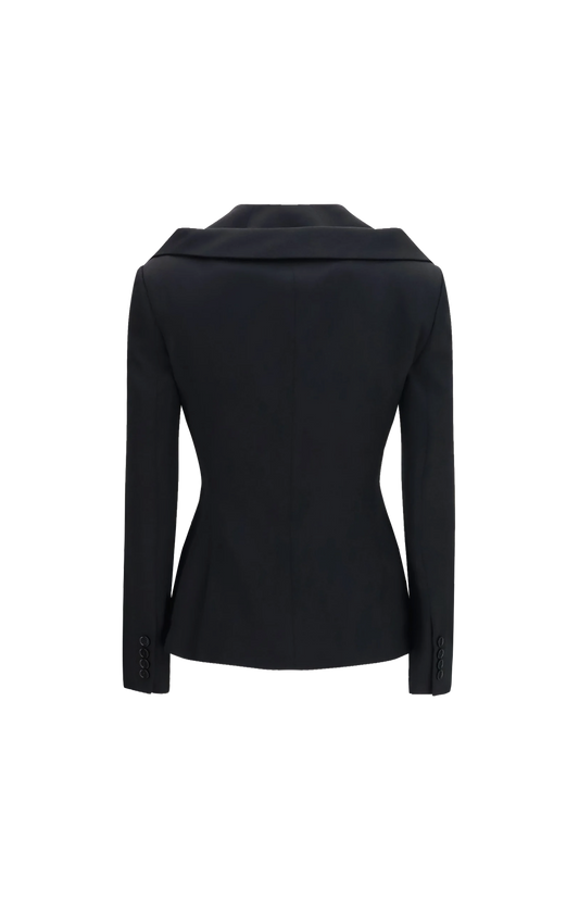 Off-the-Shoulder Harness Jacket in Black