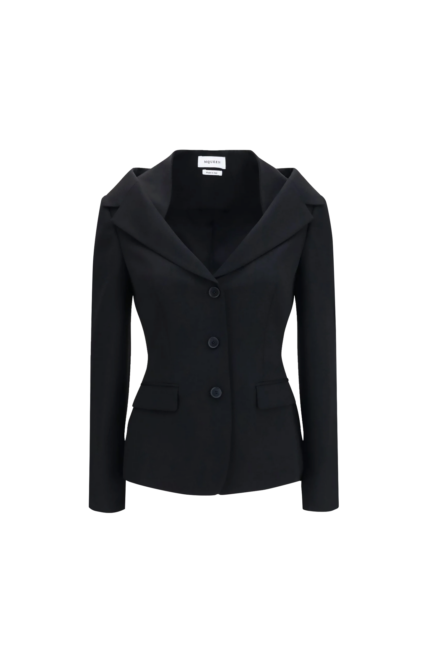 Off-the-Shoulder Harness Jacket in Black