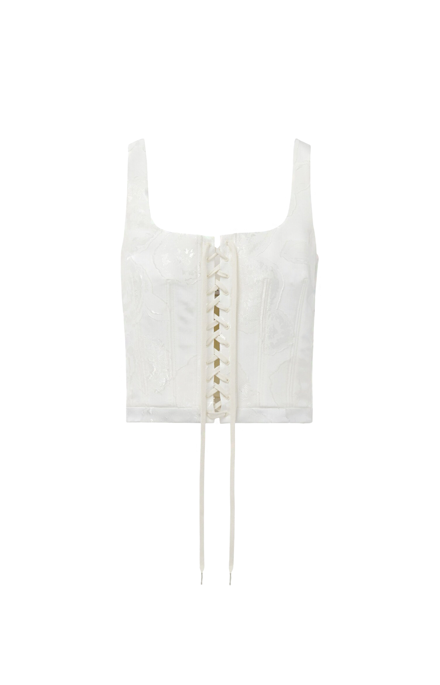 Fil Coupé Floral Corset Top in Ivory