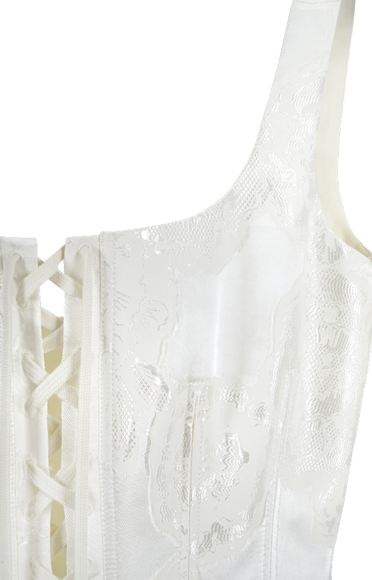 Fil Coupé Floral Corset Top in Ivory