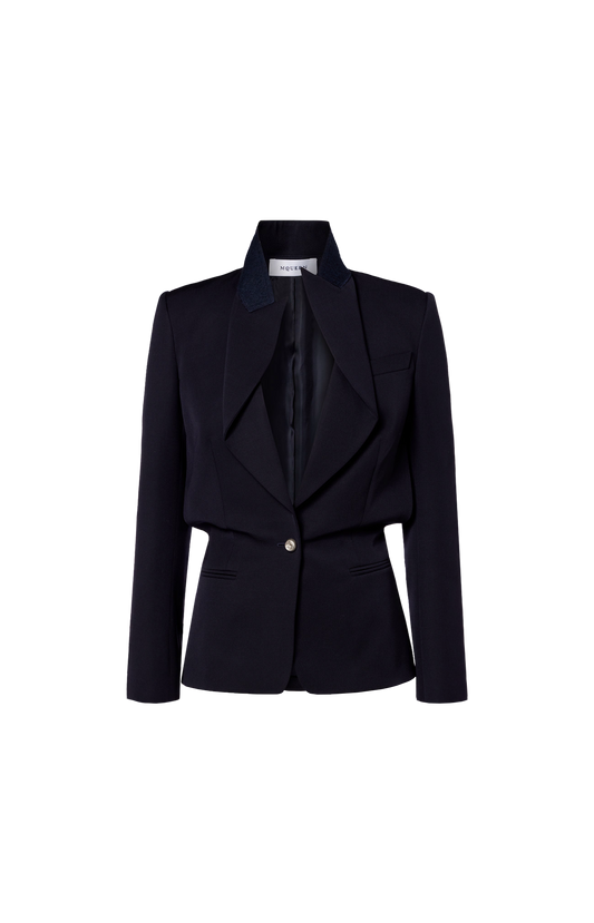Folded Lapel Single-Breasted Jacket