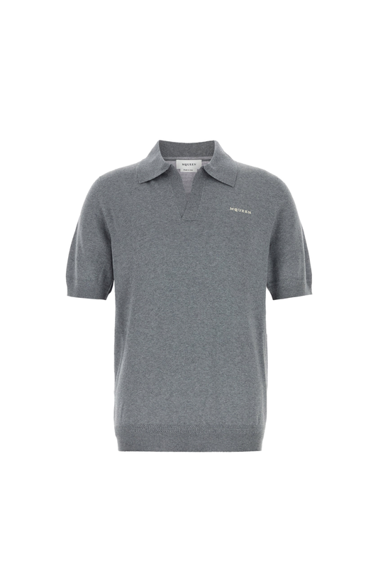 Wool Polo Shirt in Grey