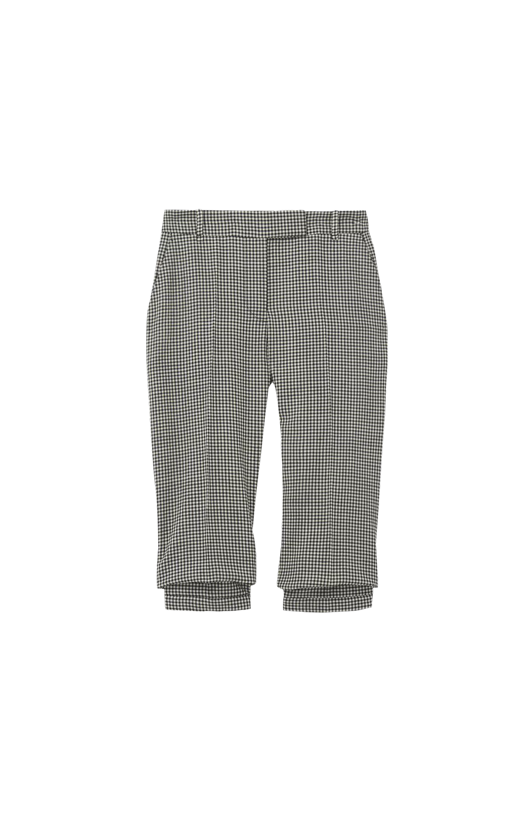Gingham Check Tailored Capri Trousers in Black/Ivory