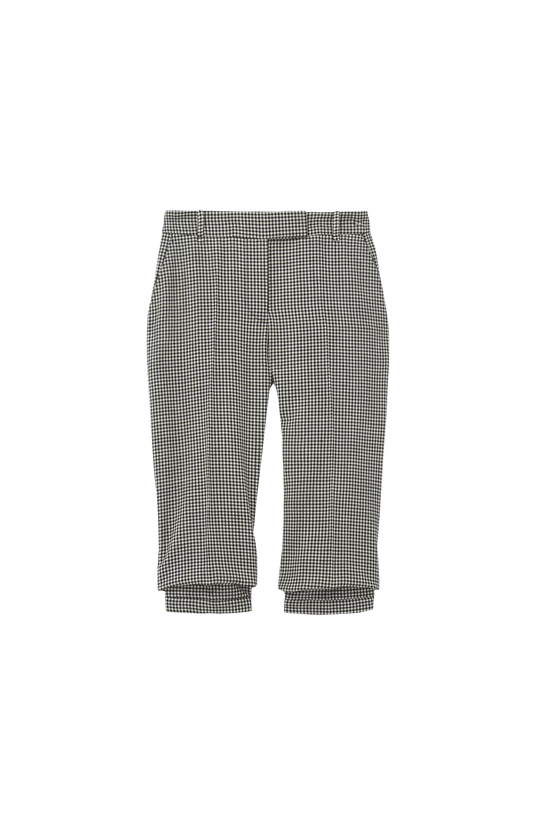 Gingham Check Tailored Capri Trousers in Black/Ivory