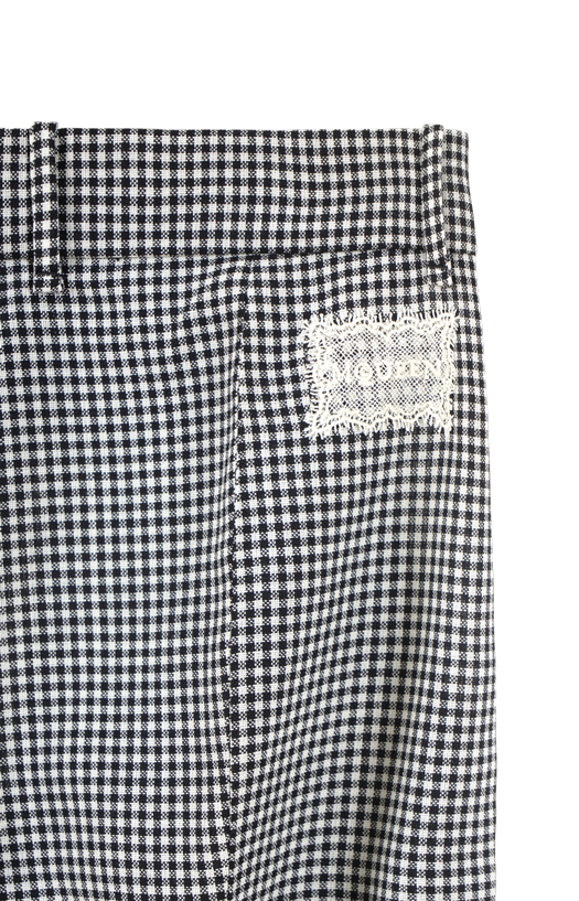Gingham Check Tailored Capri Trousers in Black/Ivory
