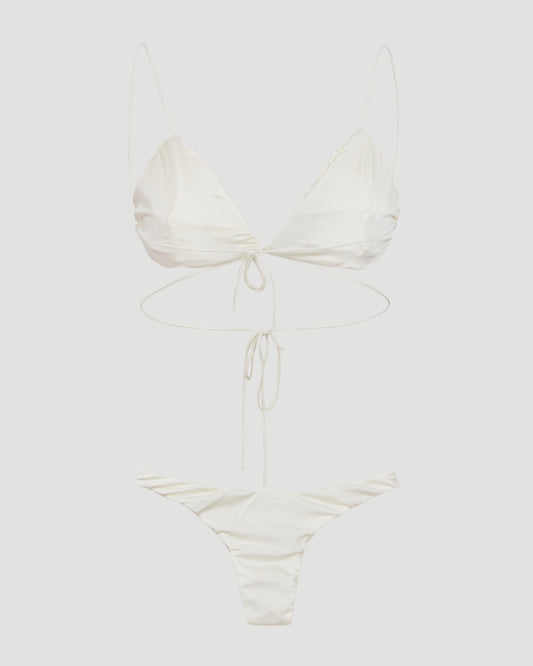 TYRA SATIN SWIMSUIT IN WHITE