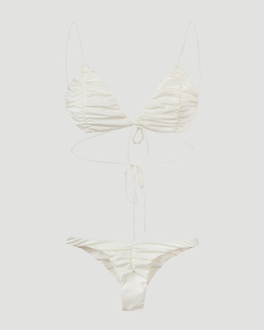 TYRA SATIN SWIMSUIT IN WHITE