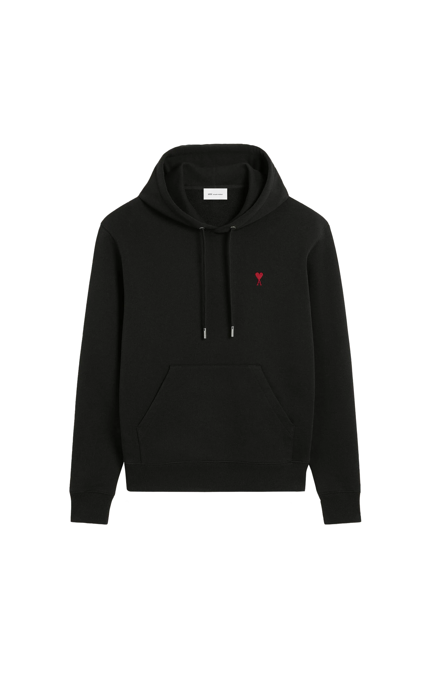 Black Cotton Hoodie with Red Ami De Coeur
